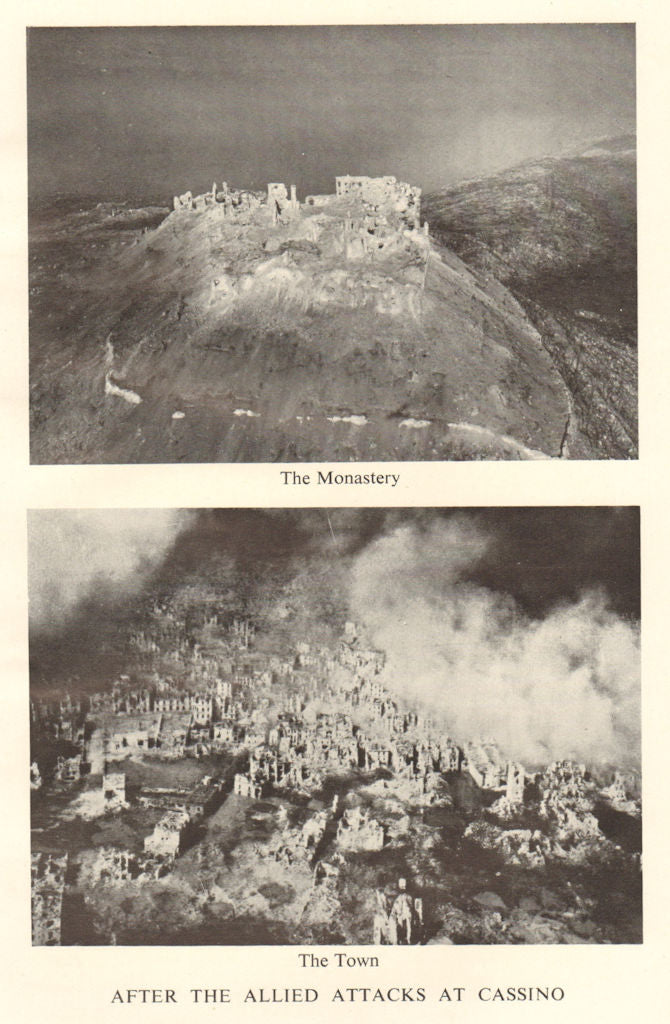 Monte Cassino. Monastery & town after Allied attack. World War 2. RAF 1954
